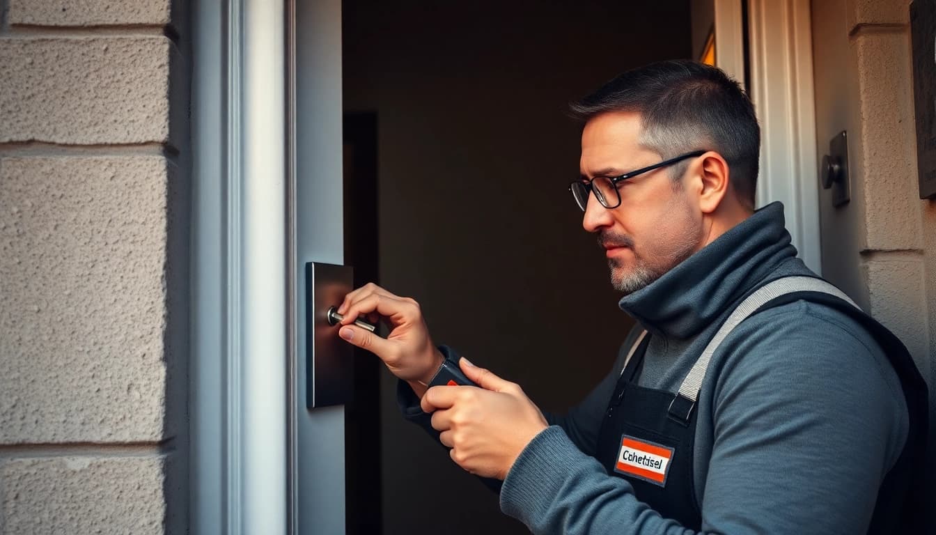 Schlüsseldienst Karlsruhe öffnet beschädigungsfrei eine Tür mit modernem Werkzeug.