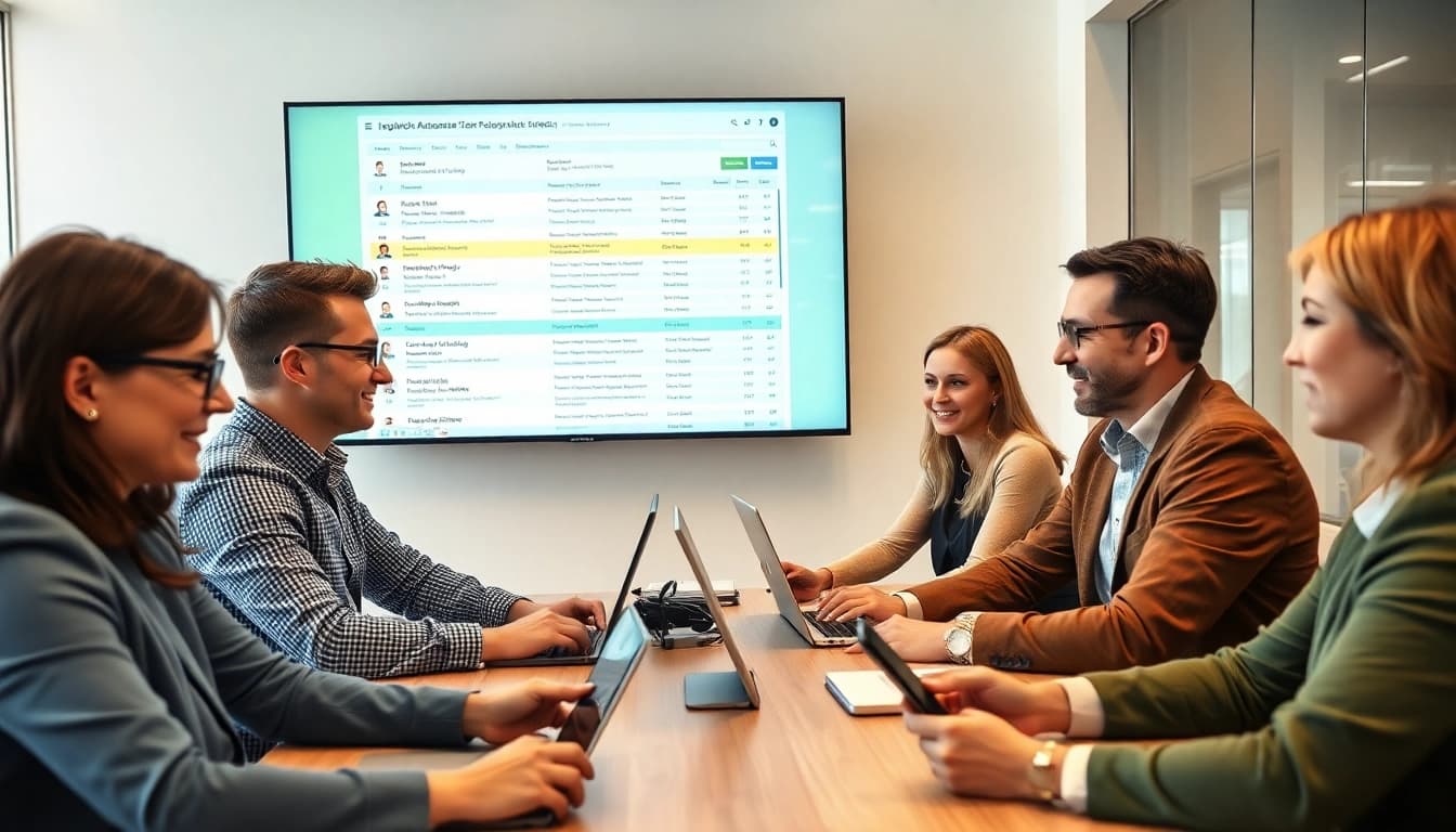 Löschdienst-Team analysiert negative Bewertungen in modernem Büro.