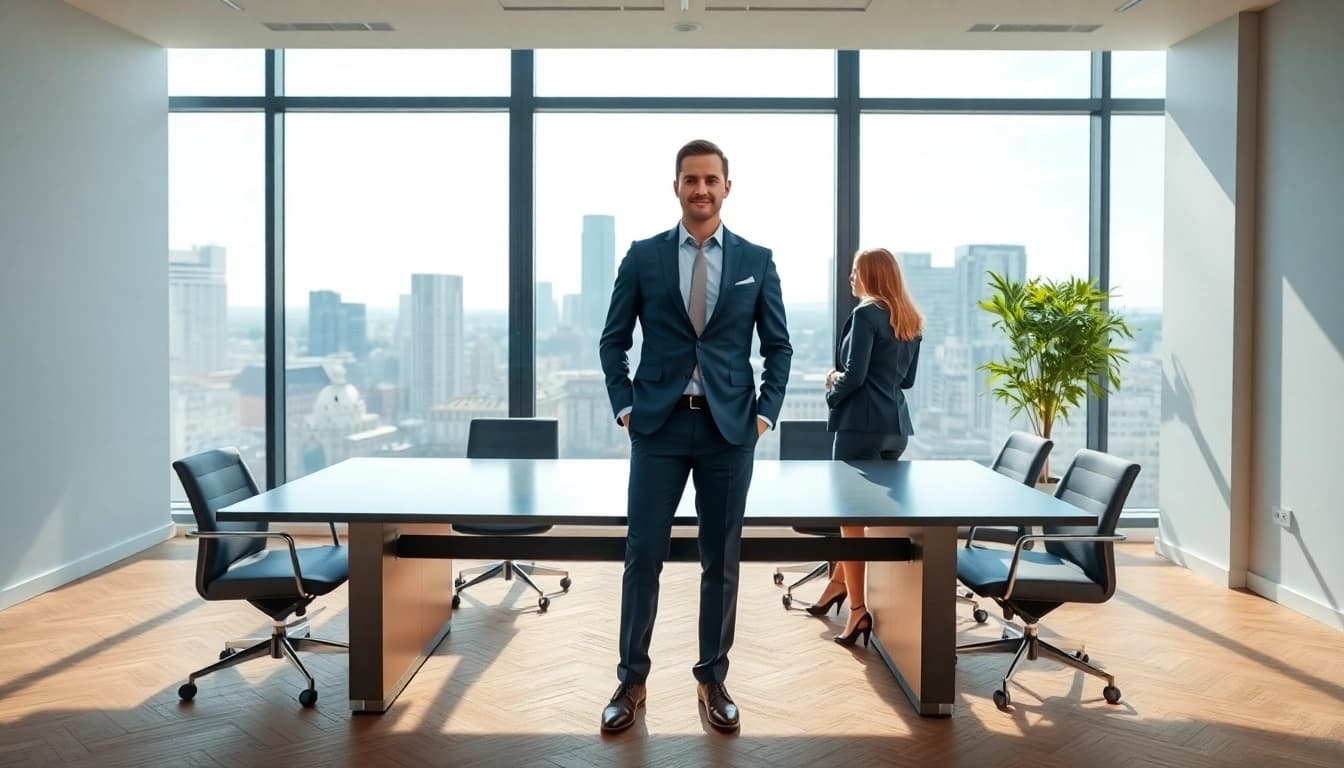 Immobilienmakler Frankfurt Eschersheim berät Kunden in stilvollem Büro.
