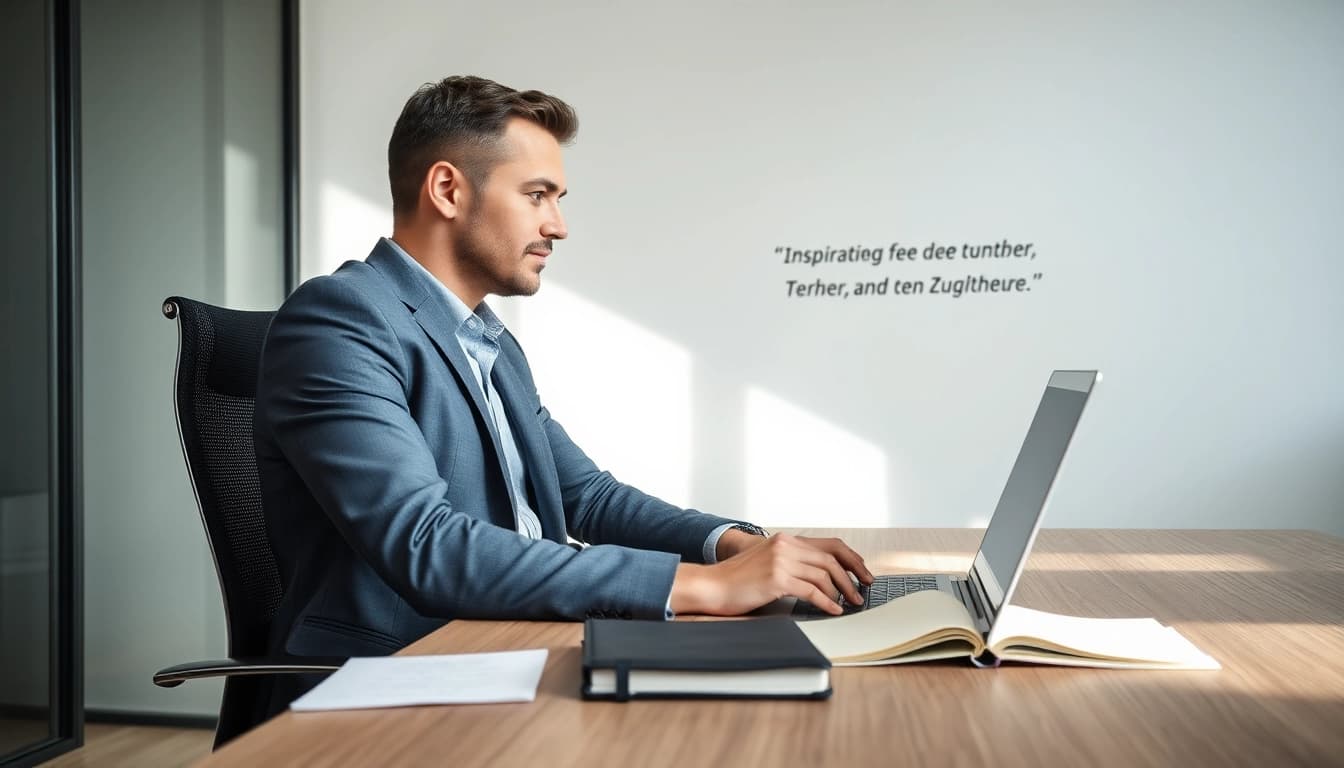 Headhunter Wolfsburg arbeitet konzentriert am Laptop in modernem Büro.