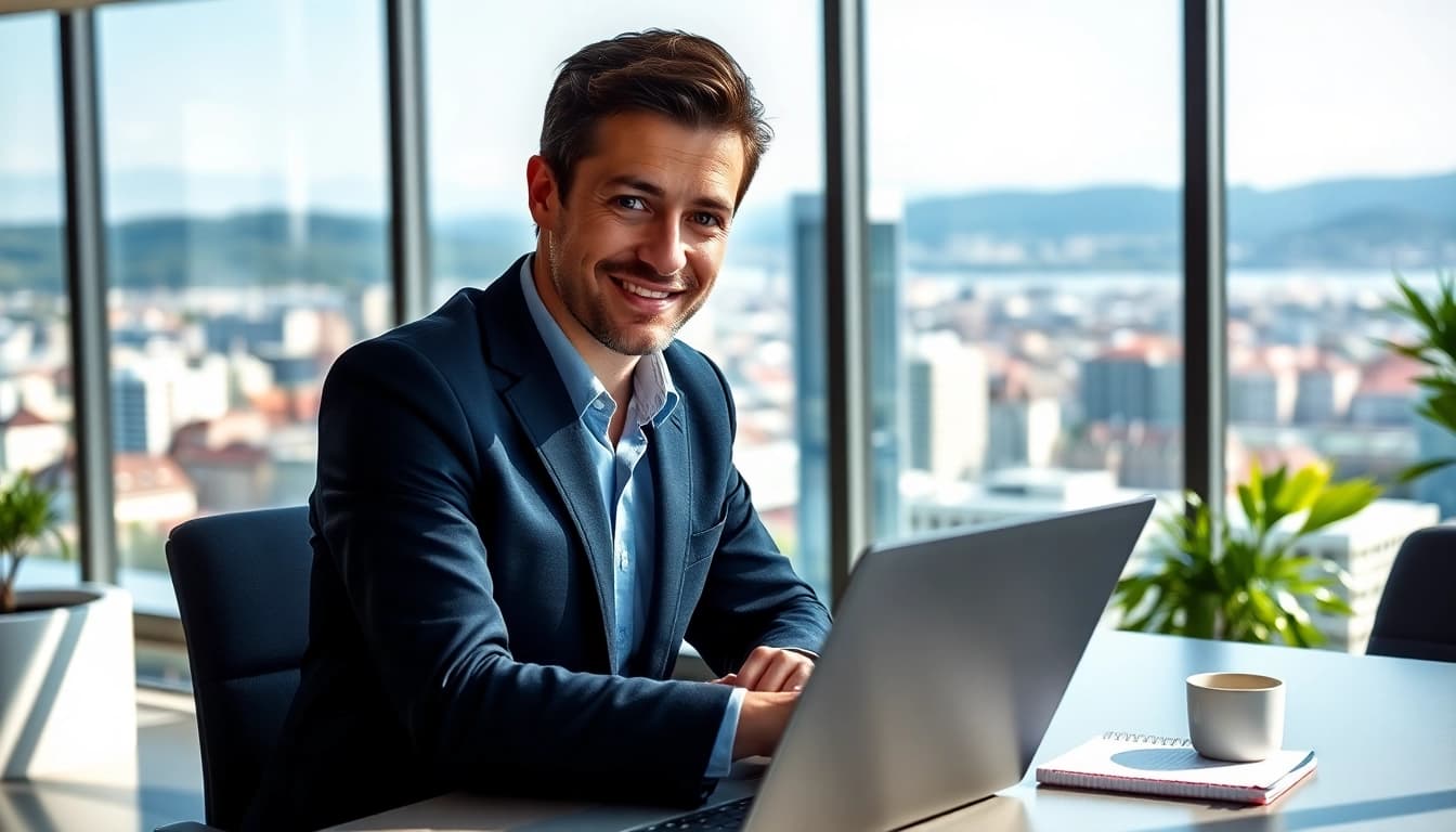 Headhunter Schweiz interviewt Kandidaten in modernem, ansprechendem Büro.