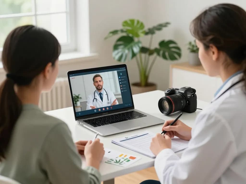 Cannabis bestellen durch eine Telemedizin-Beratung mit einem Arzt, der online Anleitung bietet.