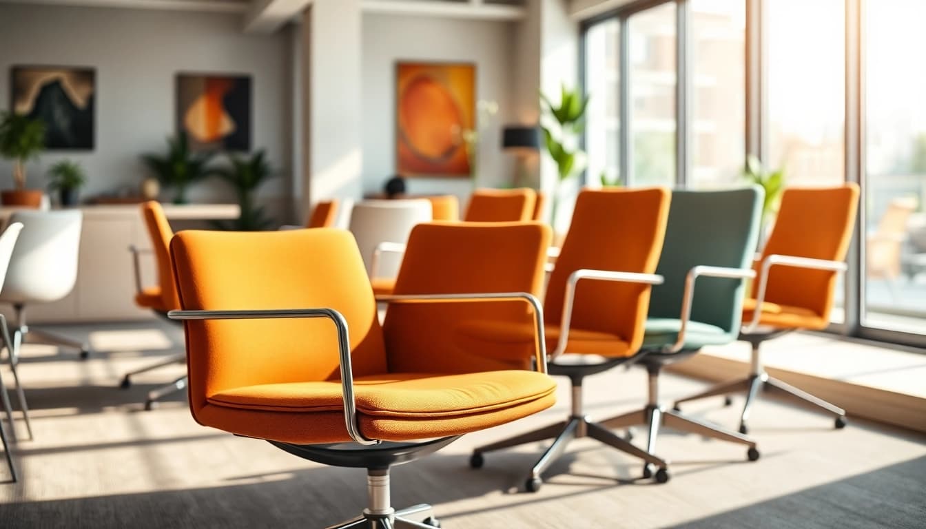 Refurbished Vitra chair in stylish office setting showcasing modern design and craftsmanship.