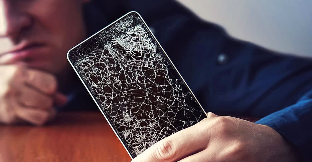 Defekte Handy-Bildschirme auf Smartphones