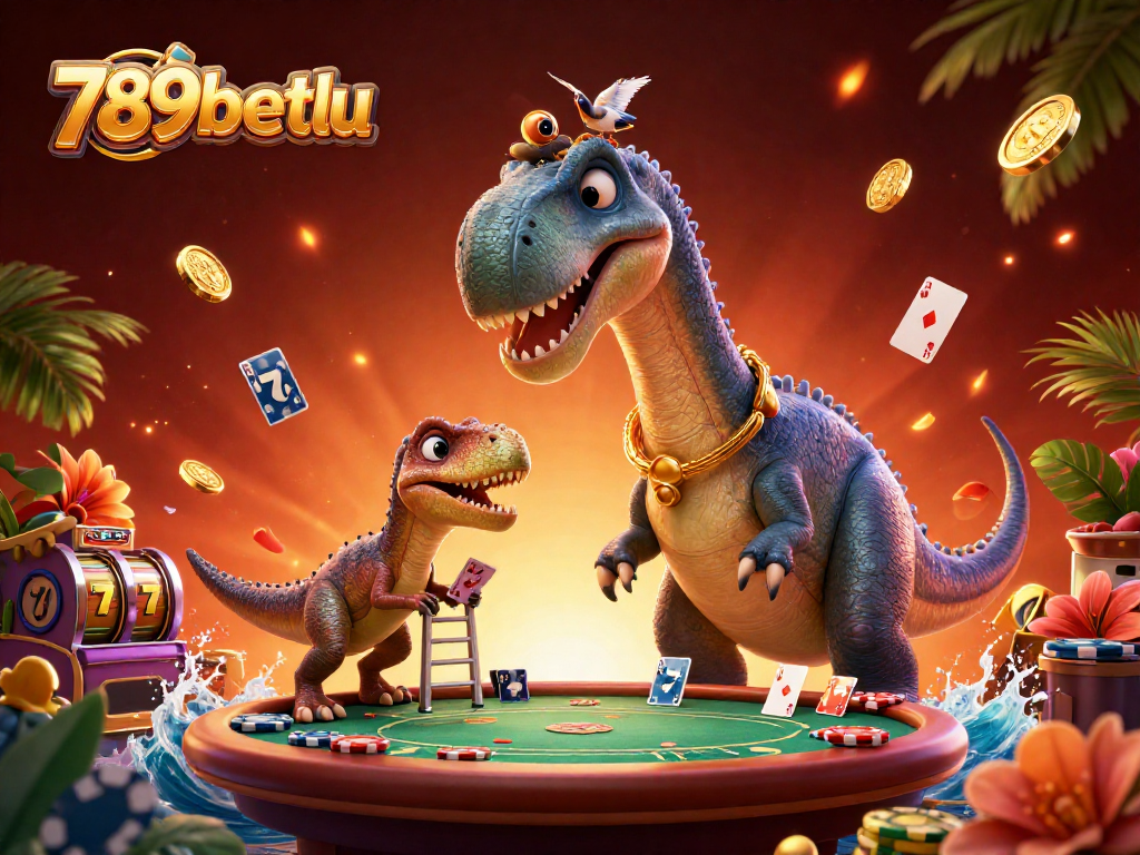 Experience thrilling poker action at 789betlu, featuring a giant brontosaurus and clever raptor dealer.
