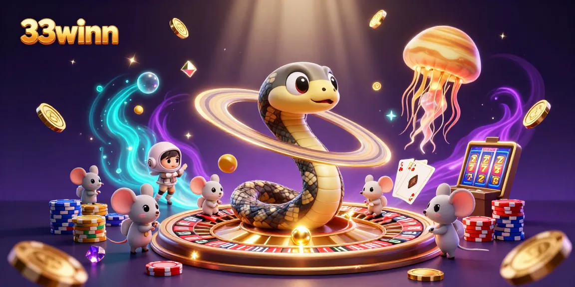 33winn invites players to bet on a cosmic roulette scene with vibrant characters and dazzling game elements.