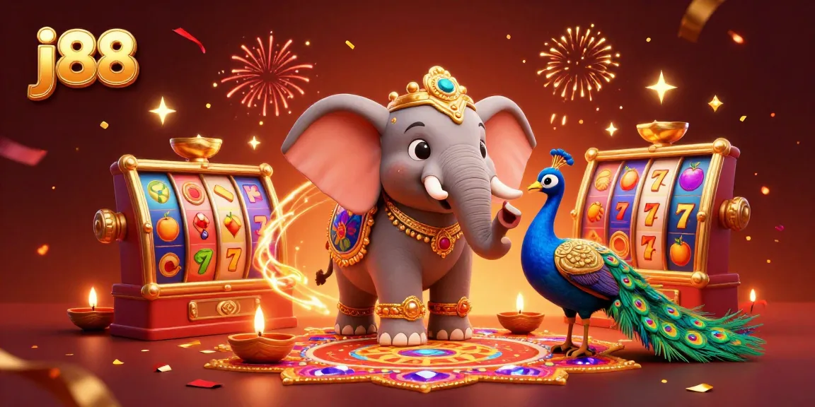 Experience thrilling jackpots at j88 with vibrant slot games featuring a spectacular elephant and peacock!