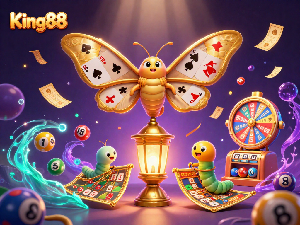 Experience the excitement of King88's vibrant gaming environment with dynamic casino illustrations.
