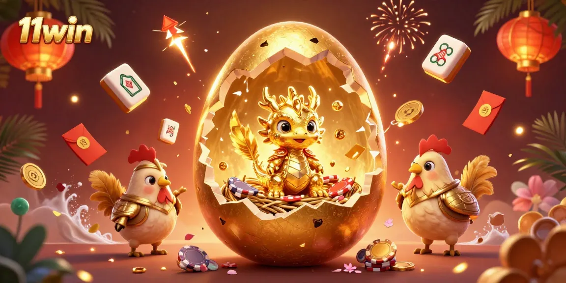 Experience 11win's dynamic gaming scene with golden treasures and vibrant casino elements.