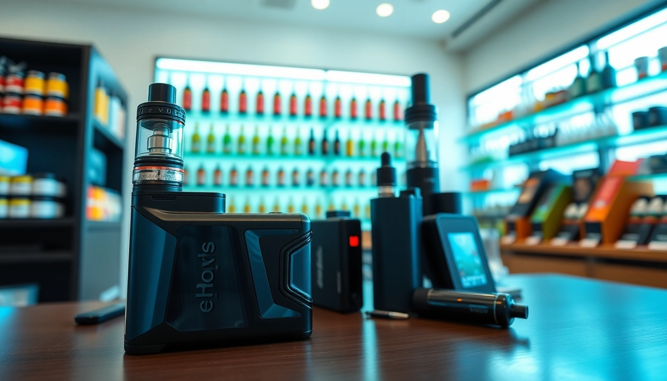 Erkunden Sie den hqd surv Vape, der in einem eleganten Geschäft mit verschiedenen Geschmacksrichtungen präsentiert wird.