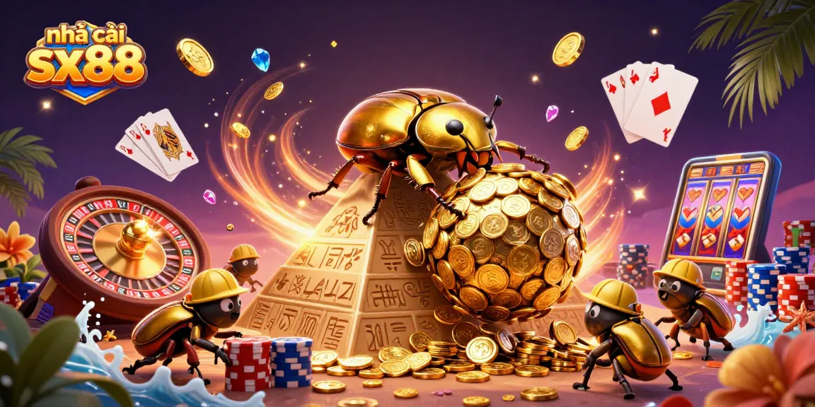 Experience the excitement at nhà cái sx88 with golden coins and vibrant casino elements.