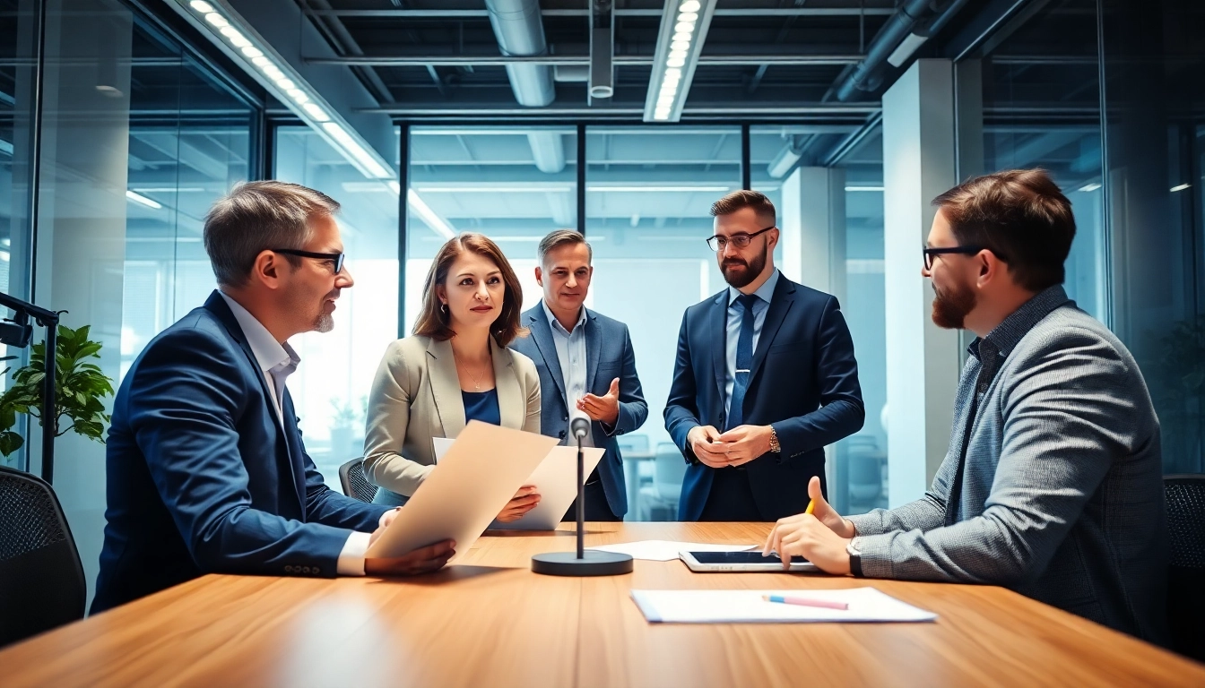 Unternehmensberatung-Professionelle Berater diskutieren innovative Strategien in einem modernen Büro.
