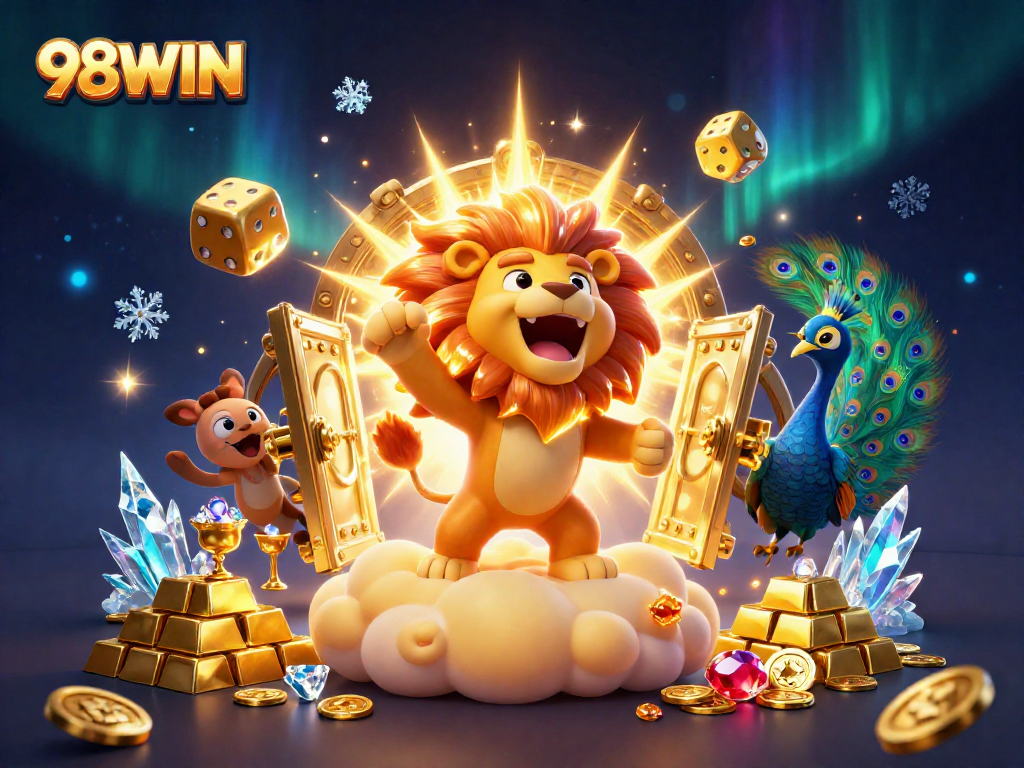Experience thrilling action at 98WIN with vibrant casino elements and dynamic characters.