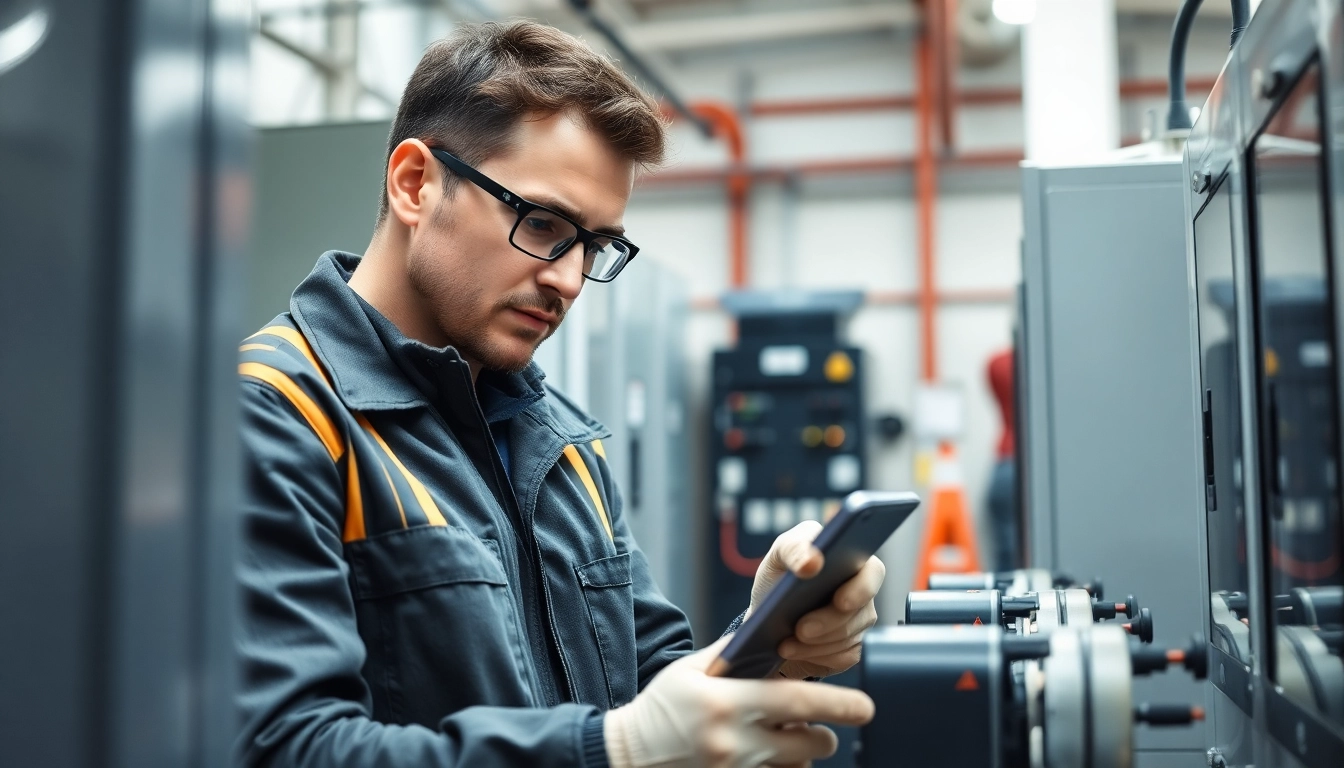 Technician conducting DGUV V3 Prüfung for electrical equipment, showcasing professional inspection techniques.
