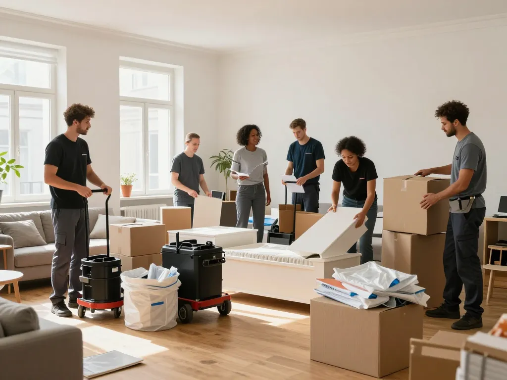 Effizienter Räumung Wien Service mit einem professionellen Team, das eine Wohnung entrümpelt.