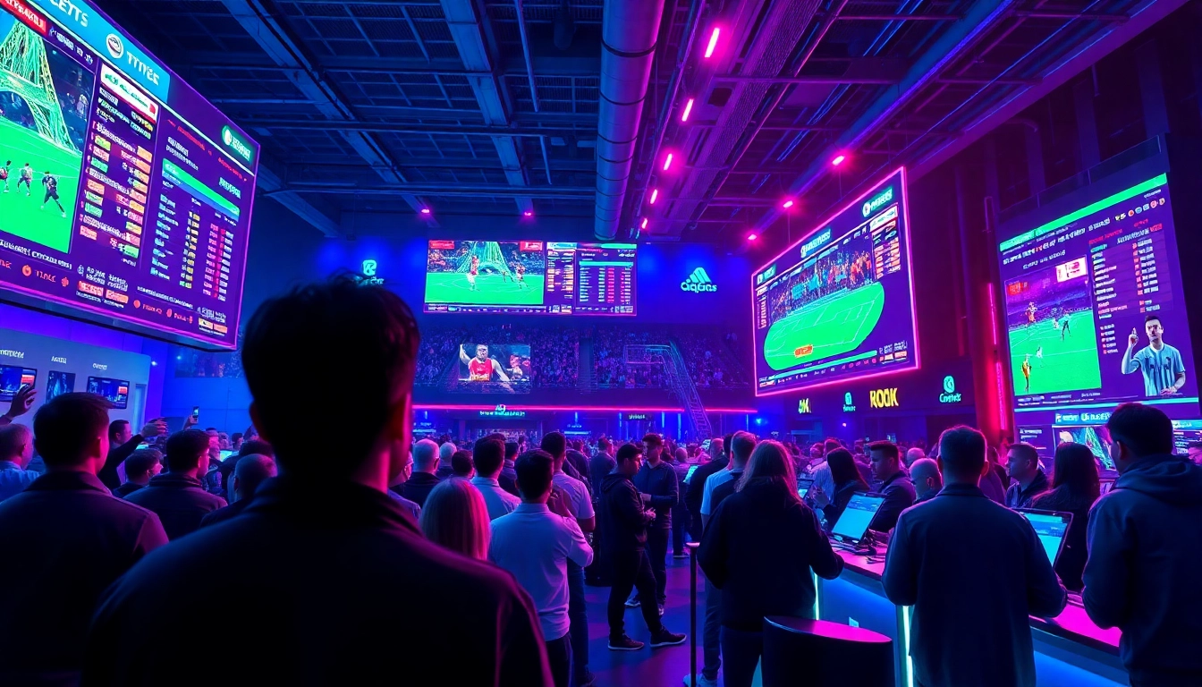 Experience the excitement of sports betting with crypto in a vibrant arena filled with enthusiastic fans.