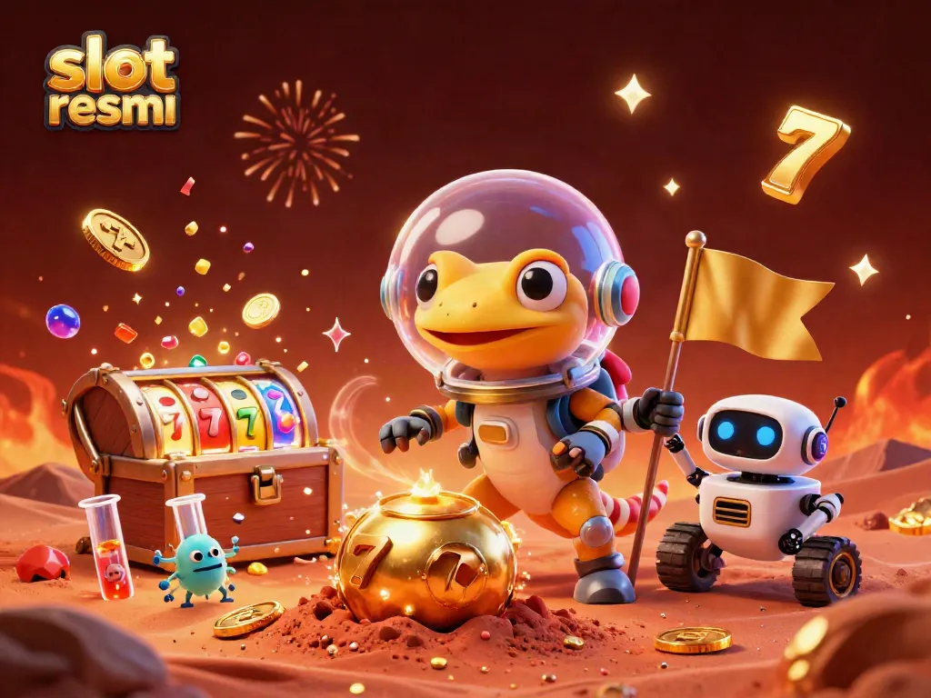 Experience the thrill of slot resmi with a space-themed casino adventure illustration.