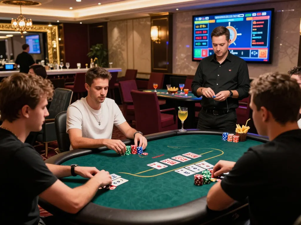 Exciting live casino gaming at Bong99 with players and dealer.