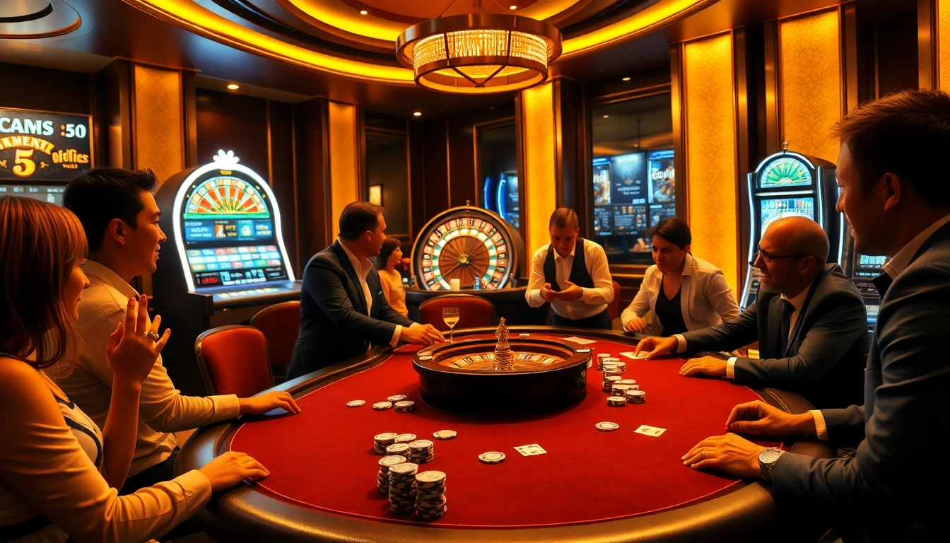 ZB368 casino players strategizing over a poker table in an elegant setting.