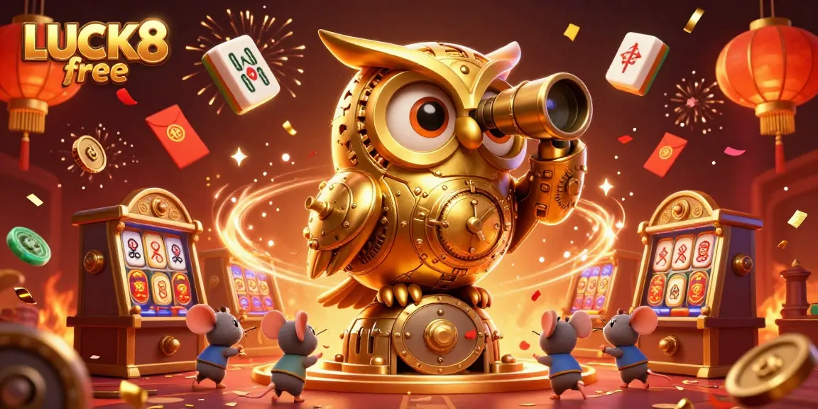 Experience the thrill of LUCK8 free as the majestic golden owl watches over the bustling casino