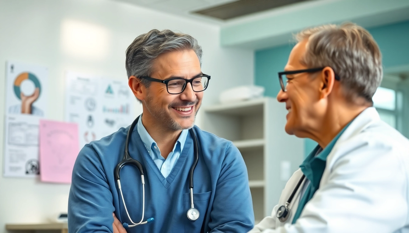 Gesundheitsexperte erklärt wichtige Aspekte der driada medical zu einem Patienten, um Vertrauen aufzubauen.