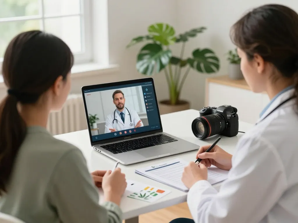 Cannabis bestellen durch eine Telemedizin-Beratung mit einem Arzt, der online Anleitung bietet.