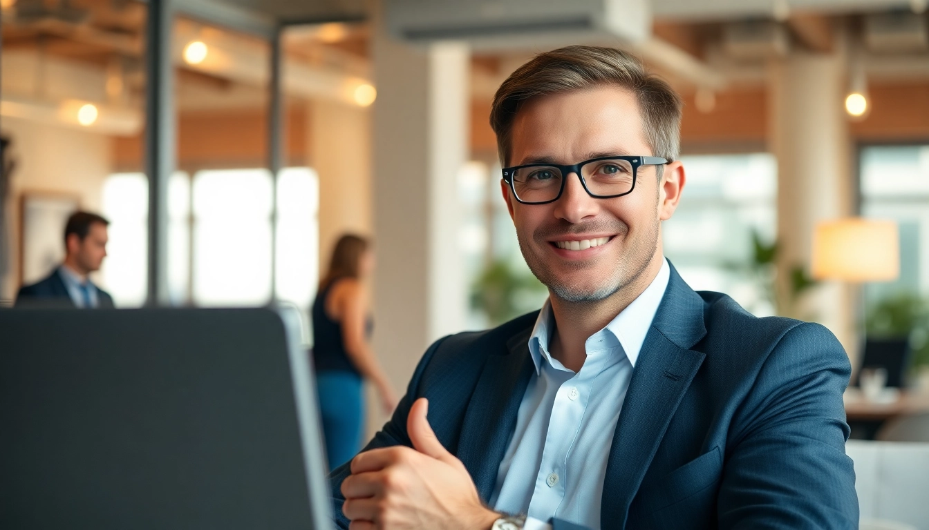 Headhunter engaging with candidates in a modern office setting, ensuring a professional atmosphere.