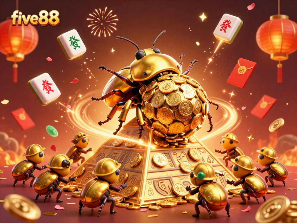 Experience the excitement of five88 with casino-themed 3D illustration featuring colorful elements and dynamic action.