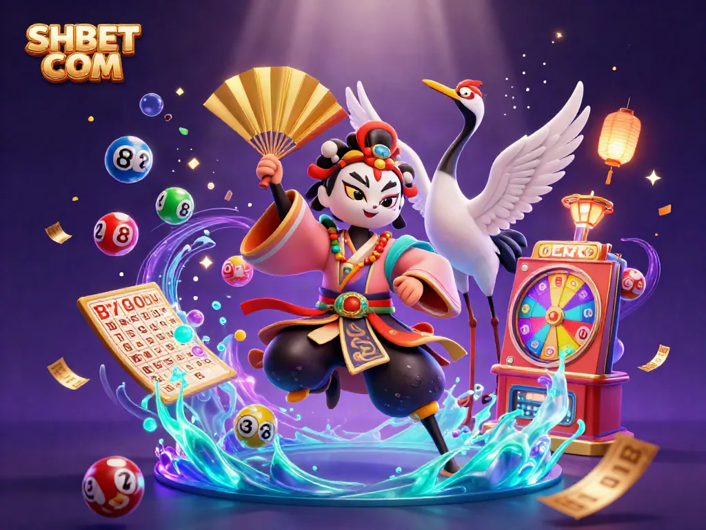 Engage with thrilling games at SHBET COM in a vibrant 3D casino scene featuring dynamic elements.