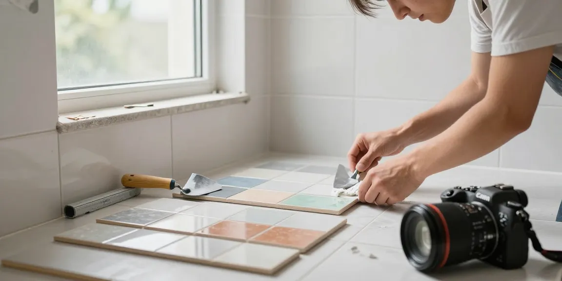 Badkamer tegels overplakken voor een stijlvolle badkamer renovatie met nieuwe tegels.