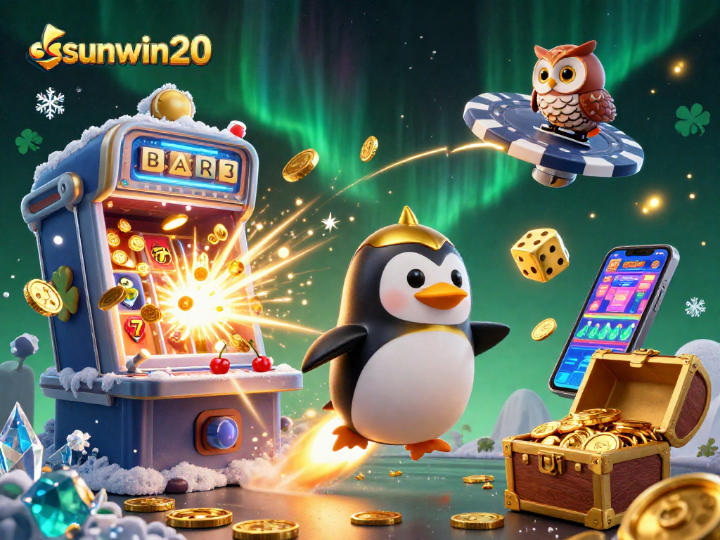 Experience gaming excitement with sunwin20 as a golden penguin blasts through space to a fortune.