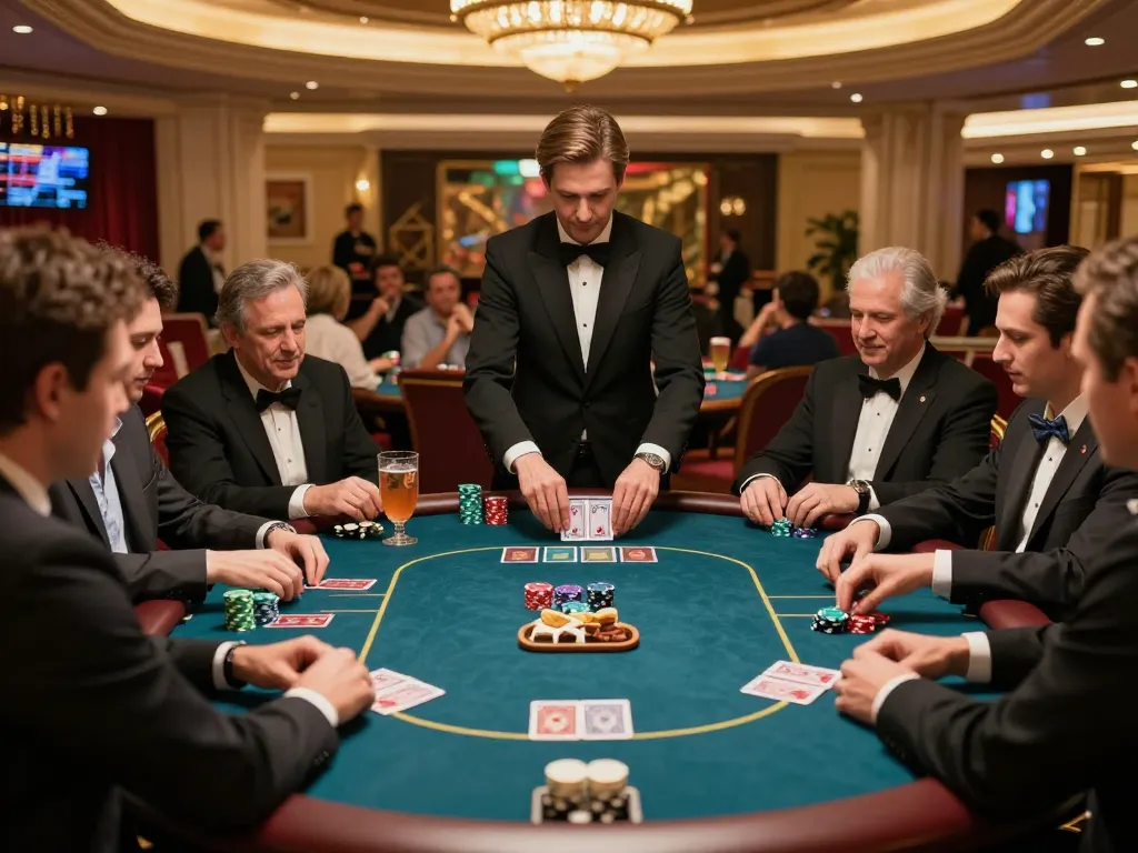 uu88 players engaged in intense poker strategy amidst luxurious casino decor