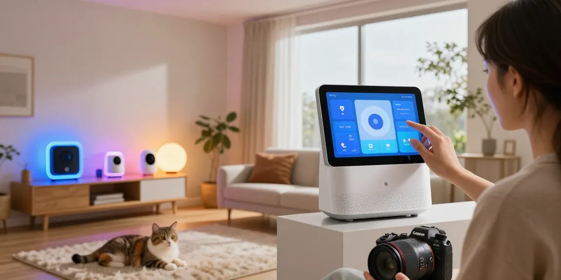 Homey Pro 2026 Test showcasing smart home integration and user interaction in a modern setting.