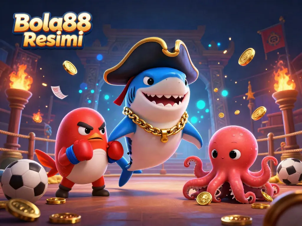 Bet on your favorite sports with Bola88 Resmi, featuring dynamic scenes of sports betting and casino excitement.