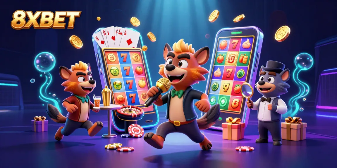 Engage with 8XBET through a lively illustration of hyenas managing a comedy casino club.
