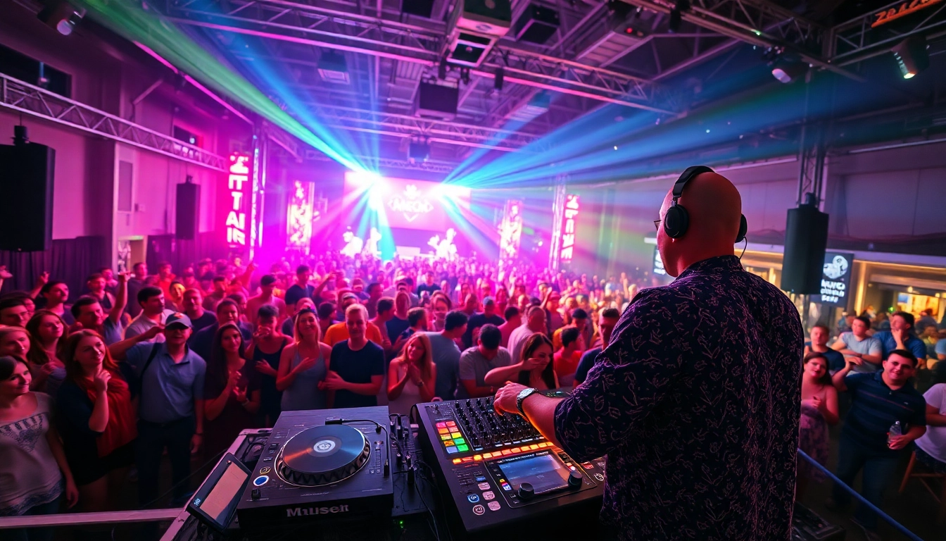 DJ in München spielt live und begeistert das Publikum mit pulsierenden Beats.