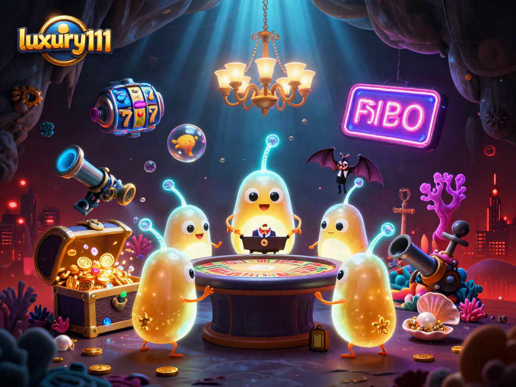 Experience the thrill of luxury111 in a vibrant cave casino illuminated by glowworms.