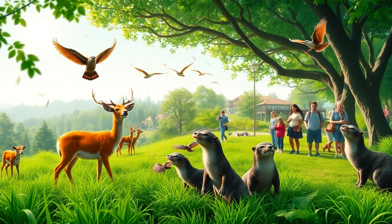 Experience the joy at schwarze-berge.de with families feeding animals in a vibrant wildlife park.