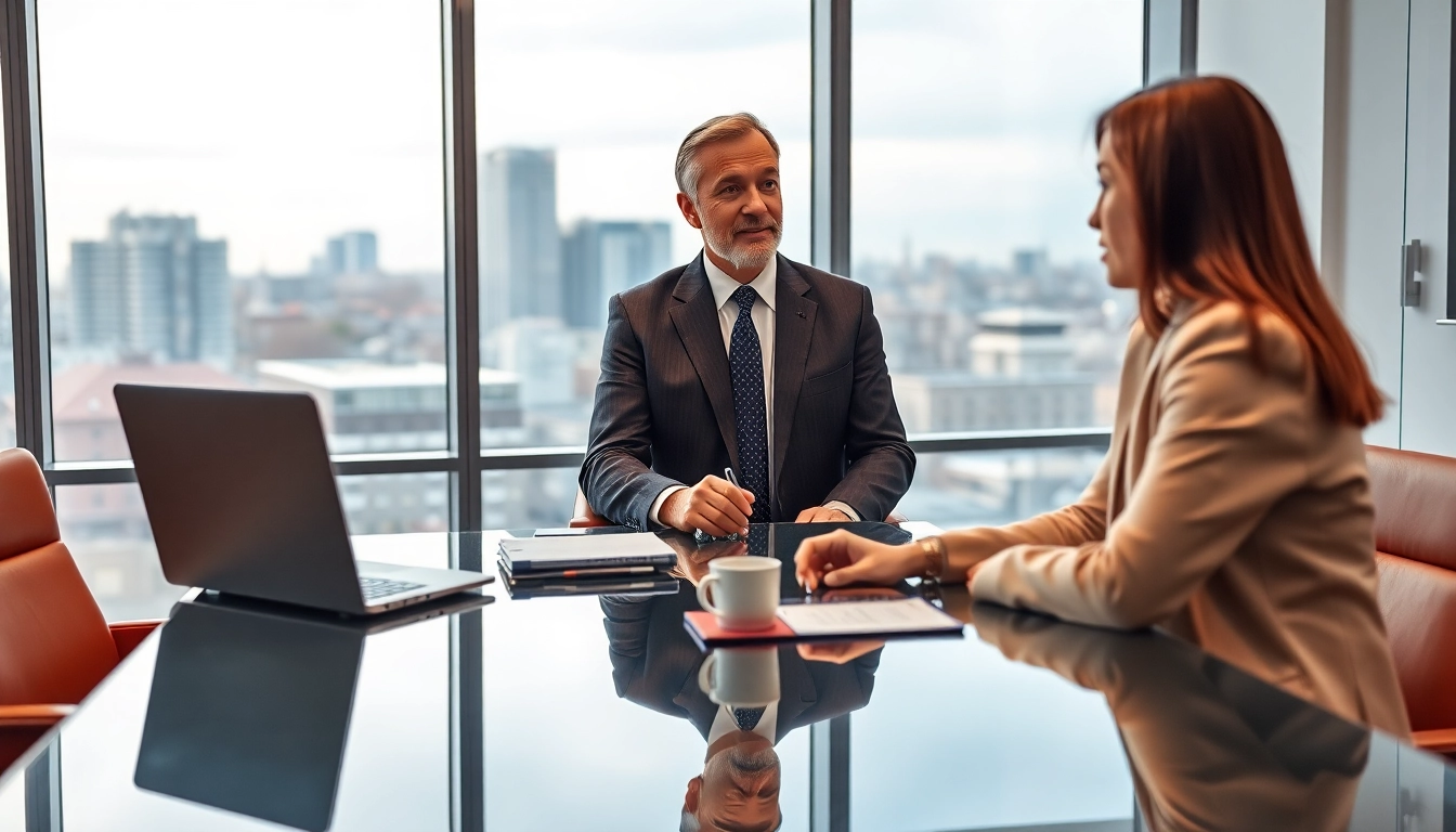 Headhunter München engaged in a professional discussion, showcasing expertise and approachability.