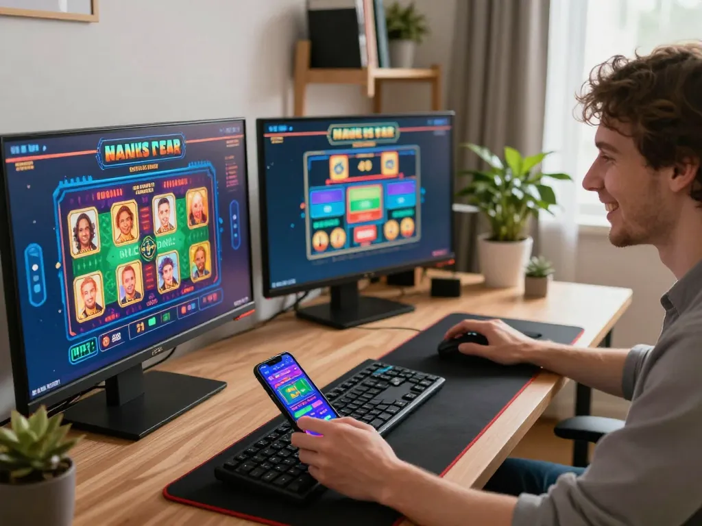 Engaged at home gaming with various options, including link vào qq88 via smartphone
