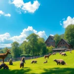 Families interacting with animals at schwarze-berge.de wildlife park.