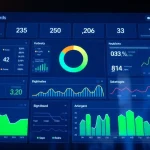 Visualisieren Sie ein modernes SEO-Dashboard zur Überwachung des SEO-Rankings mit Diagrammen und KPIs.