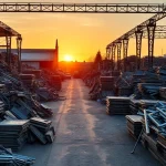 Efficient Schrottabholung Remscheid service amidst organized scrap metal piles in an industrial setting.