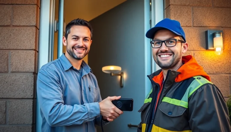 Schlüsseldienst öffnet mit Geschick eine Tür in Osthofen, professioneller Techniker bei der Arbeit.