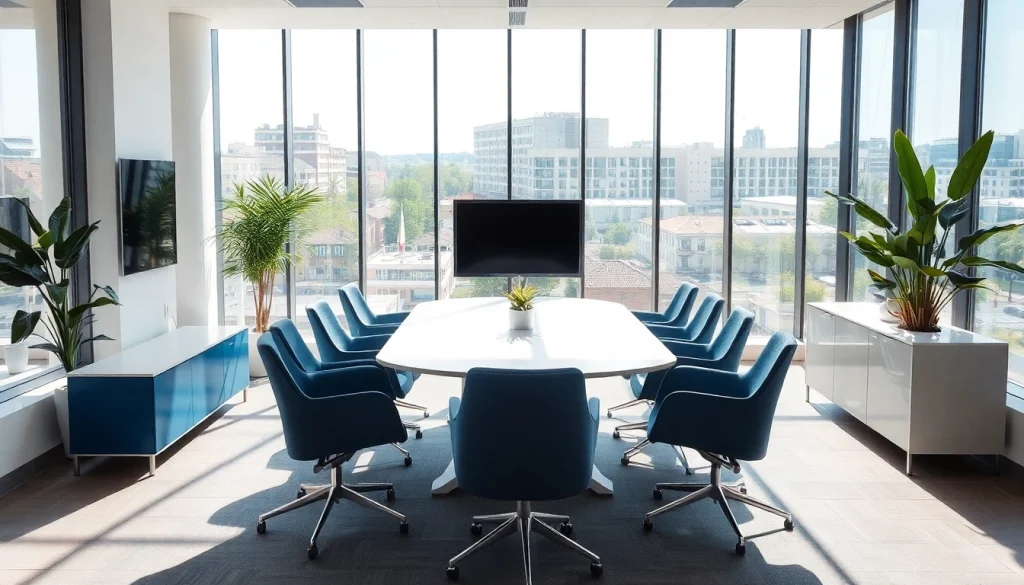 Professionelle Büroszene eines Headhunter Bielefeld mit modernem Design und Stadtblick.