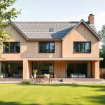 SIP House Projects: Ein modernes SIP-Haus mit großen Fenstern und minimalistischer Architektur in einer ländlichen Umgebung.