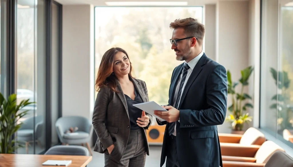 Headhunter Heidelberg führt ein professionelles Gespräch in einem modernen Büro.