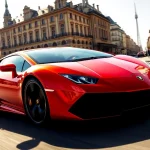 Lamborghini PPF München schützt diese glänzende Luxuskarosserie vor Kratzern und Schäden.