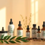 CBD Produkte sorgfältig angeordnet, die Wohlbefinden und natürliche Entspannung fördern.