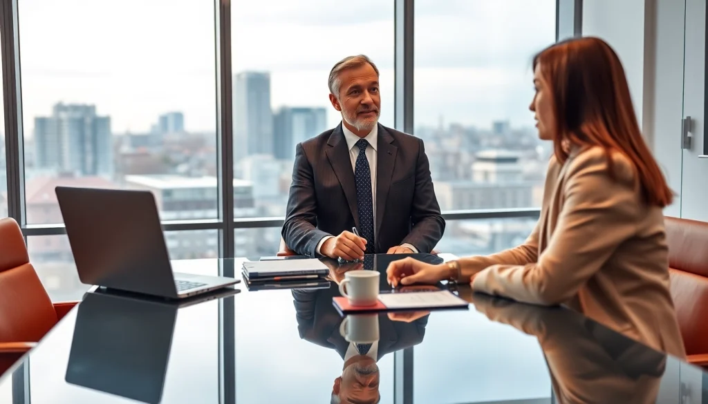 Headhunter München engaged in a professional discussion, showcasing expertise and approachability.